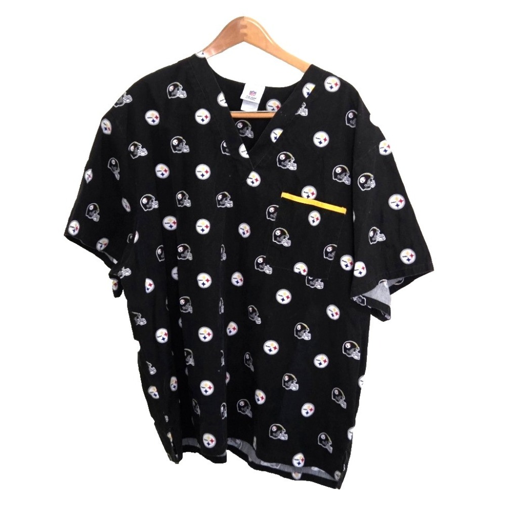 Pittsburgh Steelers NFL Team Apparel Scrub Top Adult 2XL Black